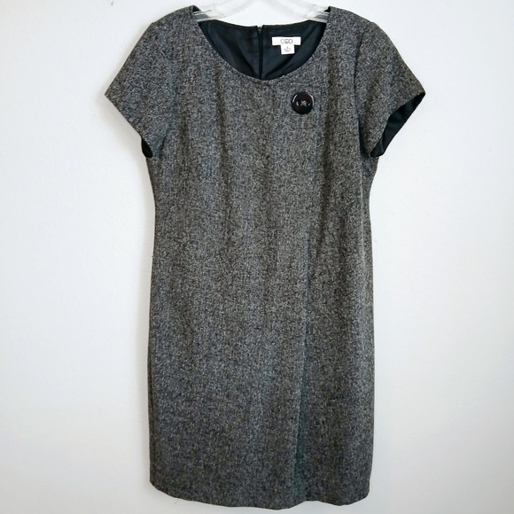 Cato Dress Women's Size 8 Sheath Black and Gray Short Sleeve - Picture 1 of 10